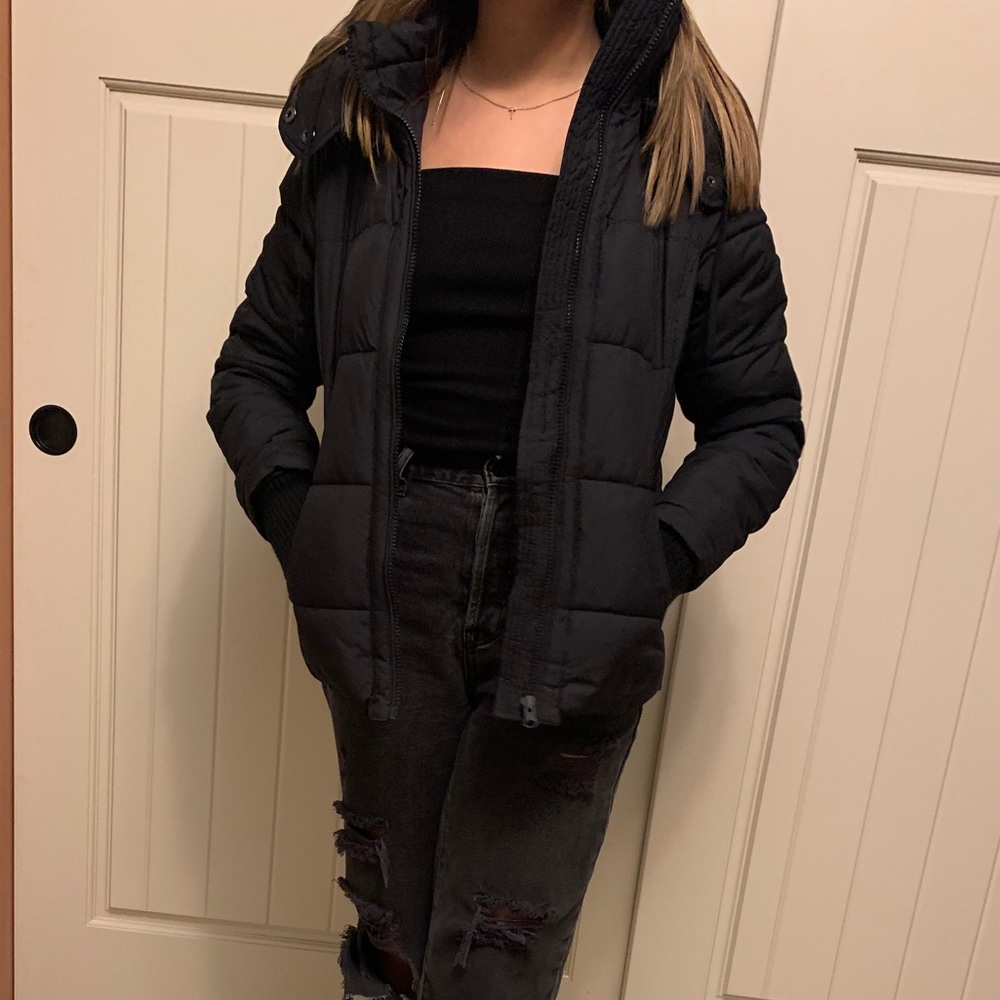 Black American Eagle Puffer Jacket